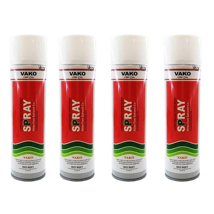 اسپری رنگ سفید واکو مدل 300ML حجم 1.200 لیتر بسته 4 عددی