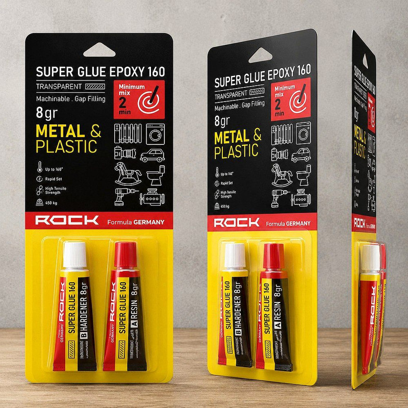 چسب دوقلو راک مدل 160 SUEPR GLUE EPORXY وزن هشت گرم